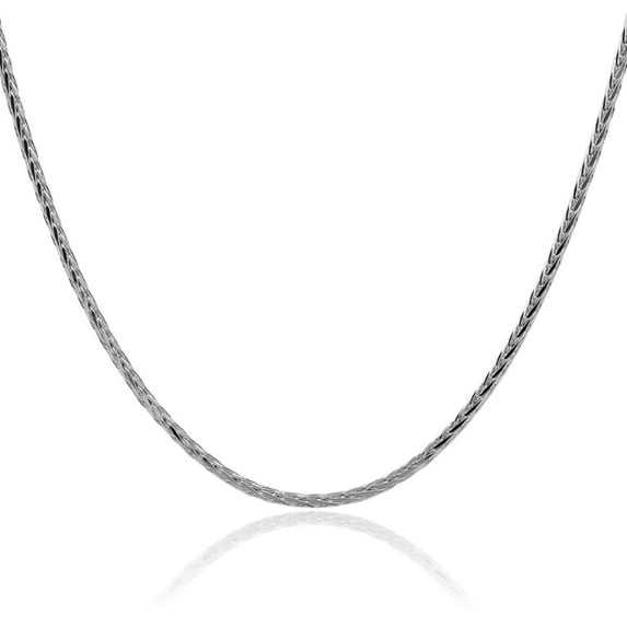 925 Sterling Silver 2mm Spiga Wheat Link Chain Necklace
