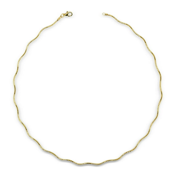 925 Sterling Silver 2mm Wavy Omega Wire Necklace (16-20) (3-colors) (Yellow Gold Plated Silver 16) Pendant Necklace for