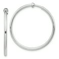 thumbnail image 1 of 925 Sterling Silver 2x34mm Non Pierced Clip On Round Hoop Earrings Ear Hoops Set Fine Jewelry For Women Gifts For Her, 1 of 6