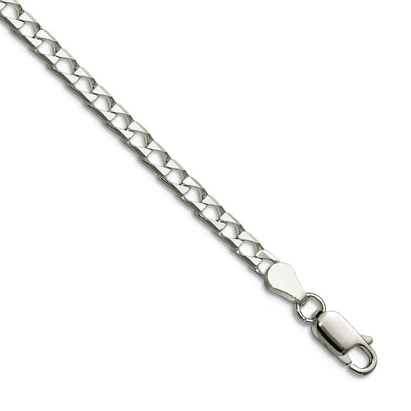 925 Sterling Silver 3.25mm Sparkle-Cut Square Curb Chain Necklace 18 Inch Chain Necklace for Women and Men