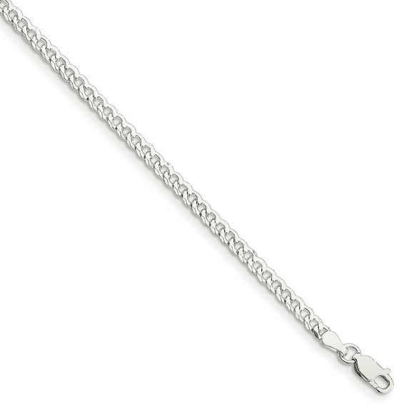 925 Sterling Silver 3.2mm Beveled Curb Chain Bracelet