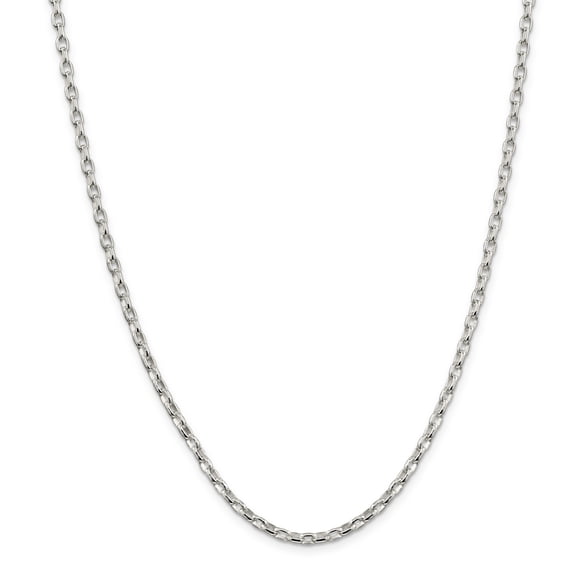 925 Sterling Silver 3.2mm Oval Rolo Chain 18 Inch
