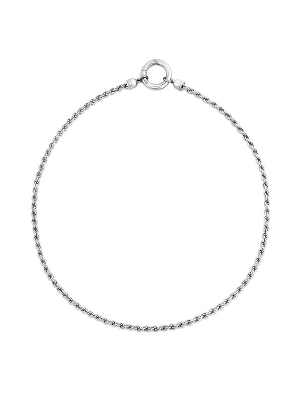 925 Sterling Silver 3.4mm Polished Rope Chain Necklace With Push-in Clasp Rhodium Plated 18 Inch Chain Necklace for Wome