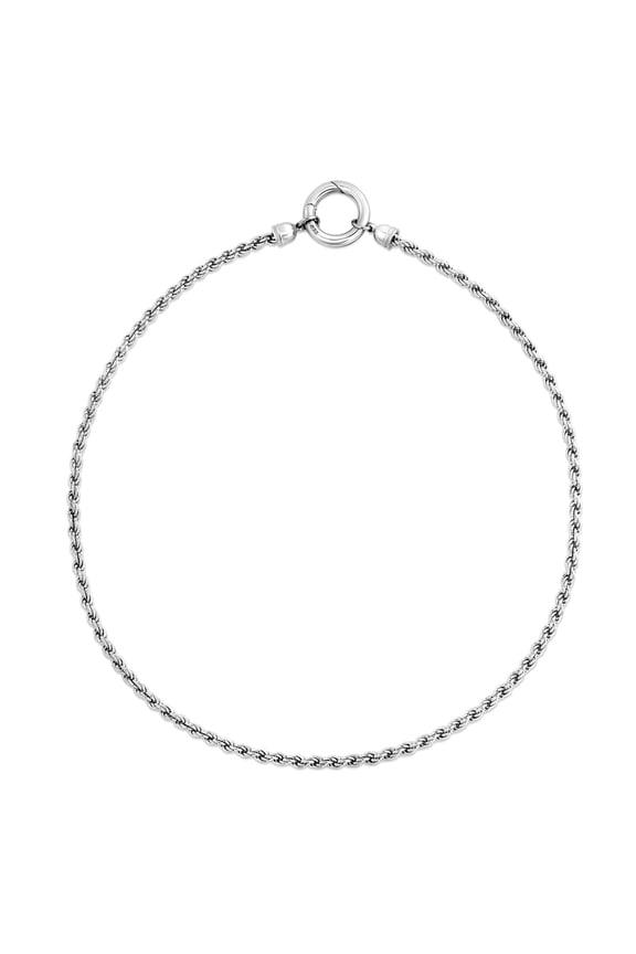 925 Sterling Silver 3.4mm Polished Rope Chain Necklace With Push-in Clasp Rhodium Plated 18 Inch Chain Necklace for Wome