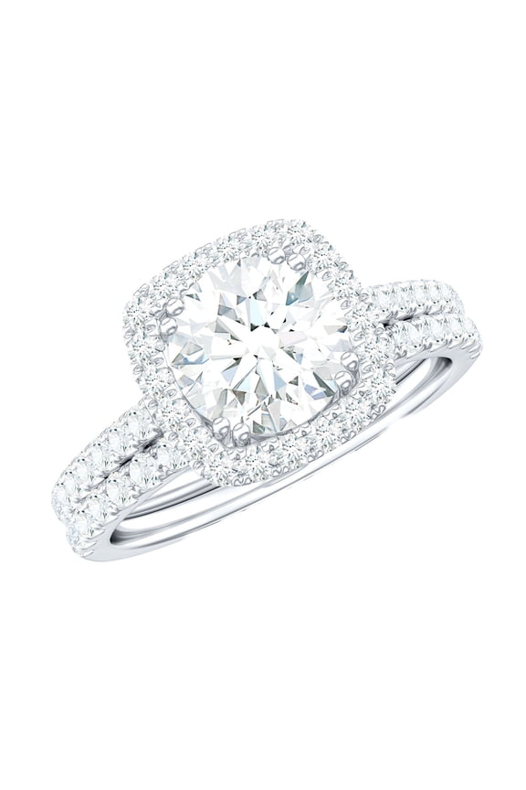 925 Sterling Silver 3 Carat Round Moissanite Solitaire With Accents Women Wedding Engagement Promise Ring_6