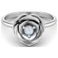 thumbnail image 1 of 925 Sterling Silver 3 MM Round Moonstone Blossom Rose Flower Valentines Day Gifts Ring, 1 of 3