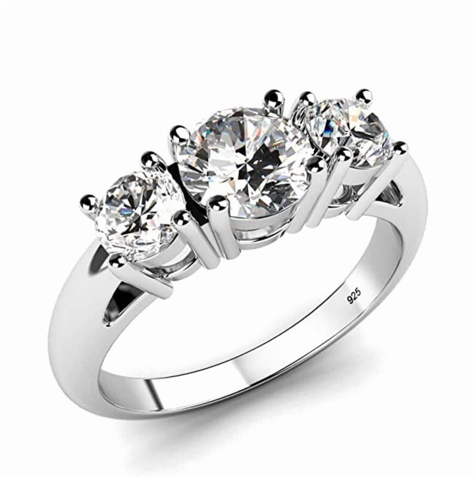 925 Sterling Silver 3-Stone White Cubic Zirconia CZ Women Engagement Ring, Wedding, Anniversary, Gift For Her