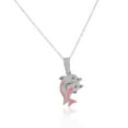 thumbnail image 1 of 925 Sterling Silver 3D Enamel Two Dolphins Couple Charm Pendant Necklace, 18", 1 of 3
