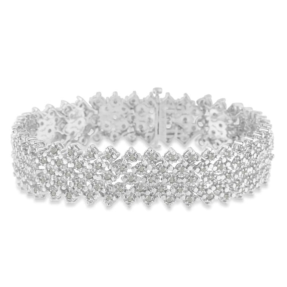 .925 Sterling Silver 3ct TDW Diamond Multi-Row Tennis Bracelet (I-J, I3-Promo)