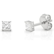 925 Sterling Silver 3mm - 10mm Princess Cut Square Rhodium Plated Unisex Classic Clear Cubic Zirconia CZ Stud Earrings, Giorgio Bergamo 3mm