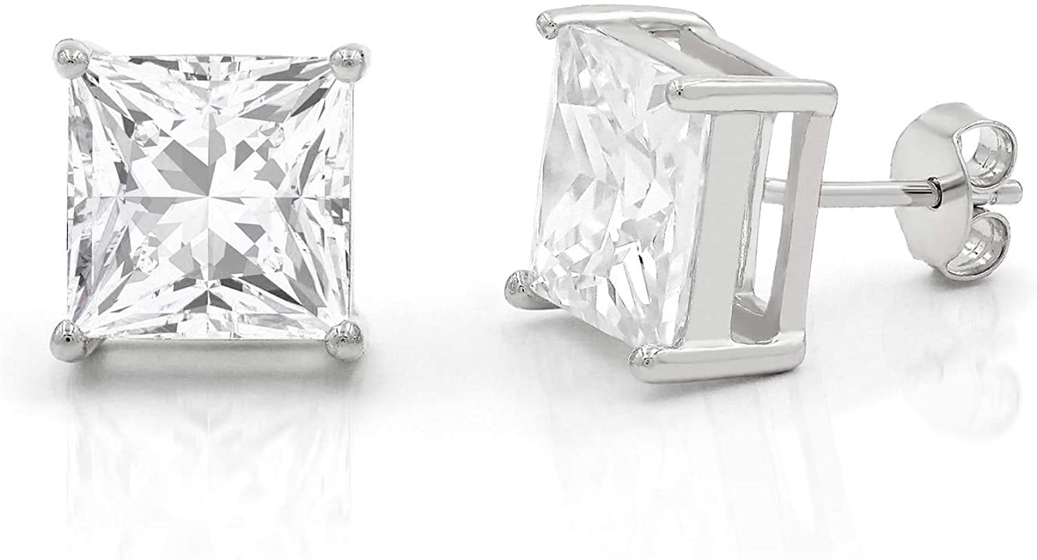 Transparent Square Zircon Earrings Crystal Clear Stud - Temu