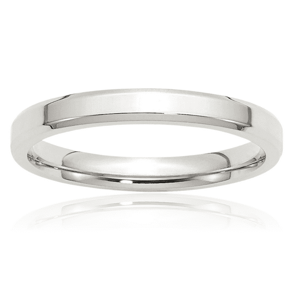 925 Sterling Silver 3mm Edge Plain Classic Wedding Band Ring