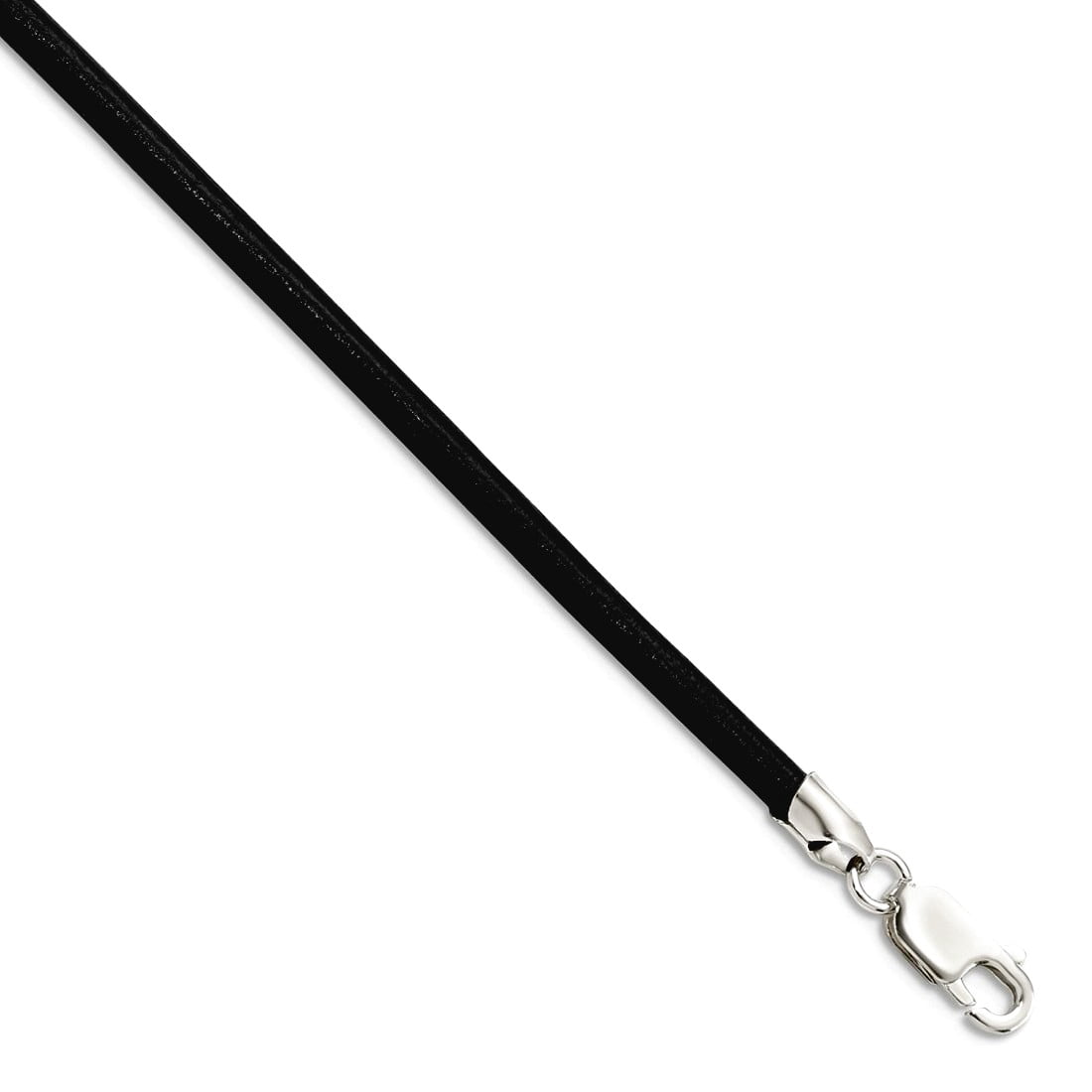 925 Sterling Silver 3mm Black Leather Cord Necklace 20 Inch Pendant Necklace for Women