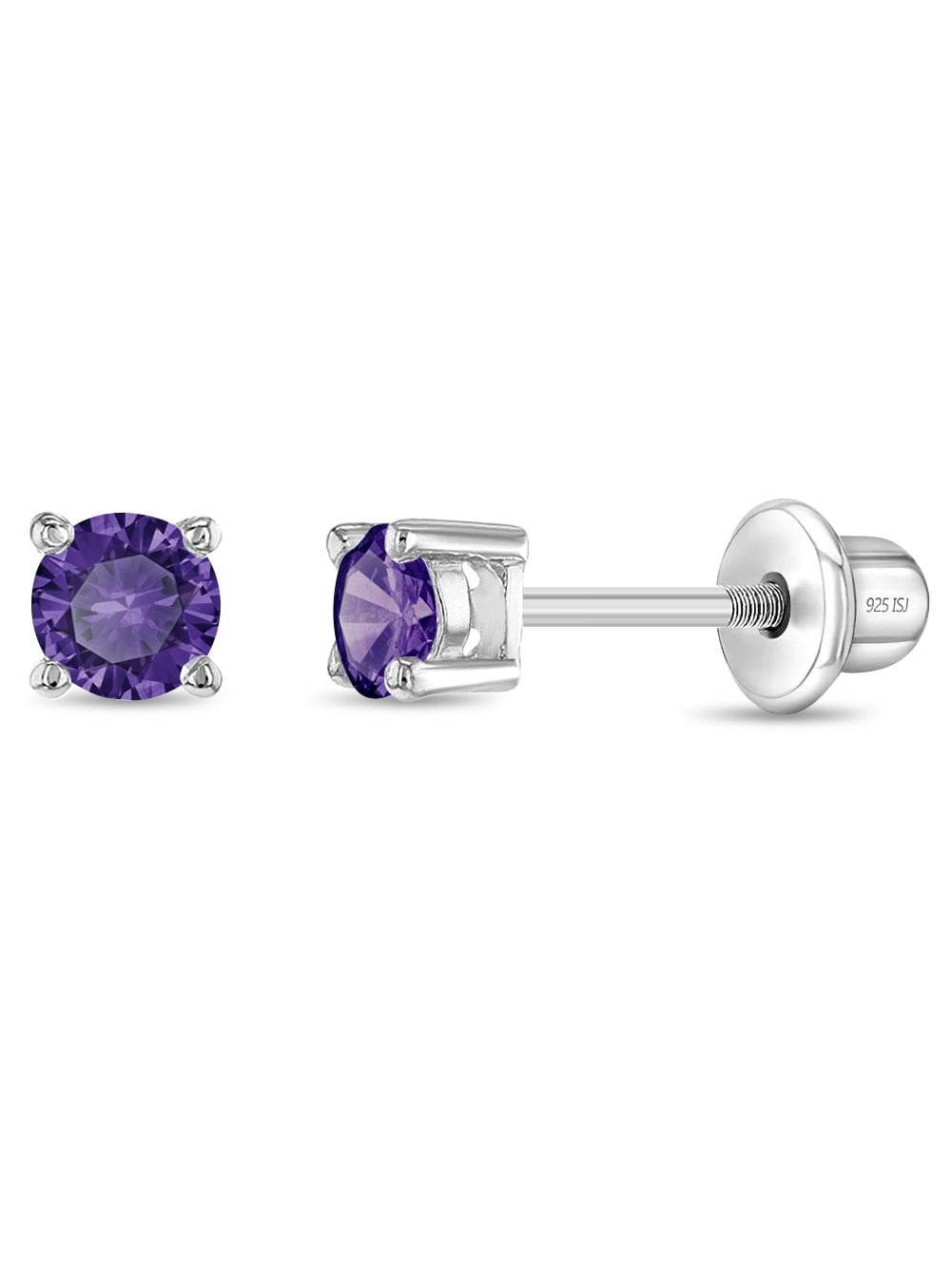 925 Sterling Silver 3mm CZ Round Screw Back Earrings for Infants &Toddlers