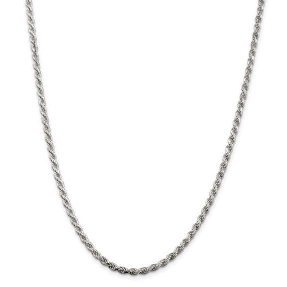 925 Sterling Silver 3mm Diamond-cut Rope Chain; 42 inch; Lobster Clasp; for Adults and Teens; for Women and Men