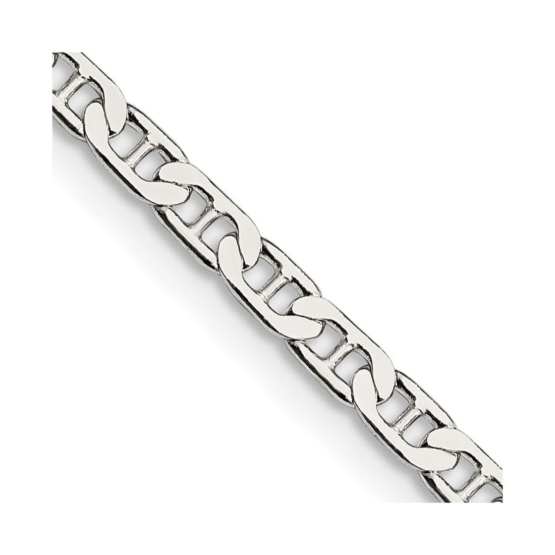 22 In Chain 925 Sterling Silver 3mm Flat Nautical Ship Mariner Anchor Chain ...
