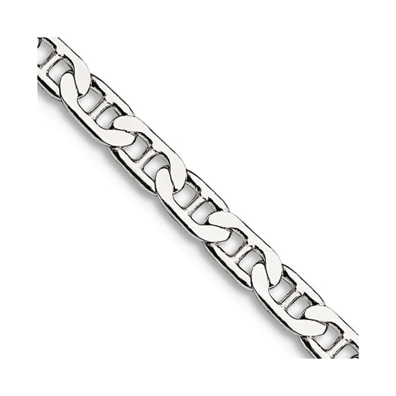 925 Sterling Silver 3mm Flat Nautical Ship Mariner Anchor Chain Necklace 26 Inch Chain Necklace for Women and Men