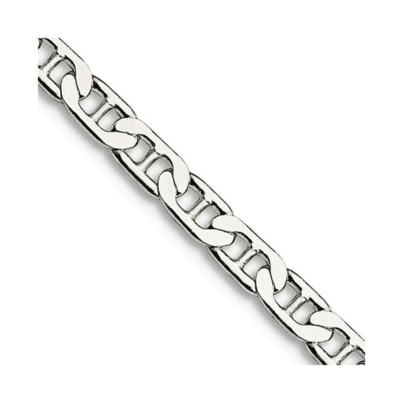 925 Sterling Silver 3mm Flat Nautical Ship Mariner Anchor Chain Necklace 30 Inch Chain Necklace for Women and Men