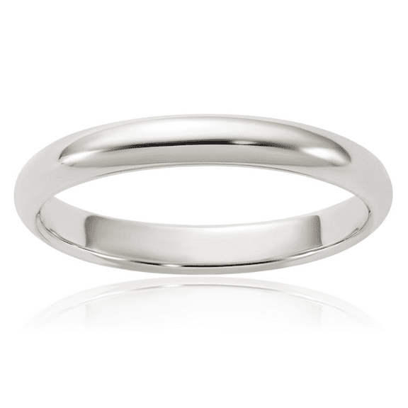 925 Sterling Silver 3mm Half Round Plain Classic Wedding Band Ring