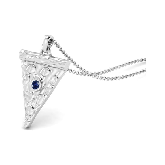 925 Sterling Silver 3mm Round Blue CZ Trillion Shape Women Valentines Day Gifts Necklace