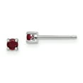 thumbnail image 1 of 925 Sterling Silver 3mm Round Created Ruby Post Earrings, 1 of 5