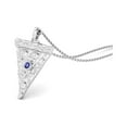 thumbnail image 1 of 925 Sterling Silver 3mm Round Tanzanite Trillion Shape Women Valentines Day Gifts Necklace, 1 of 4