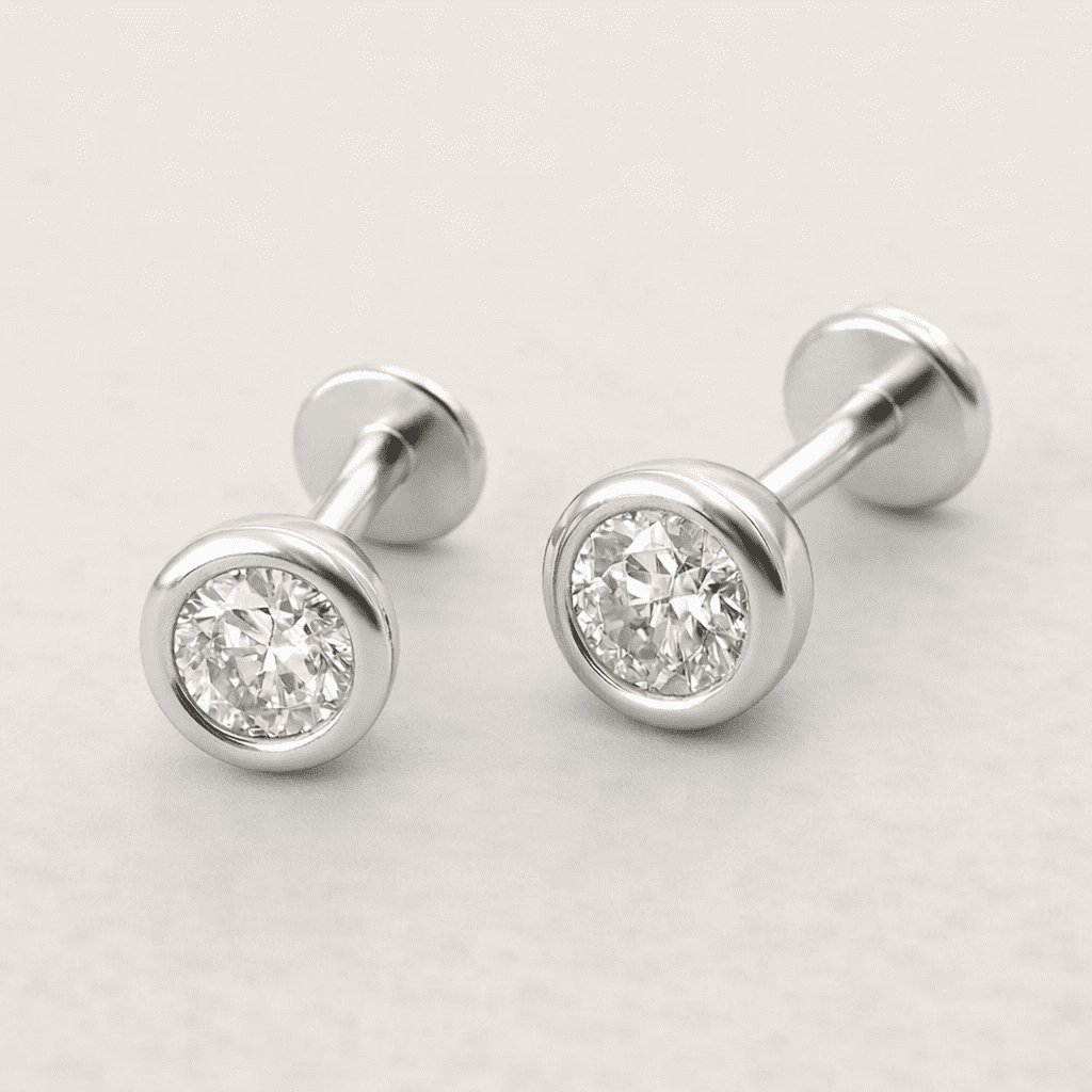 925 Sterling Silver 3mm Round White CZ Stud Earrings, Bezel Setting, Screw Back, Secure Fit