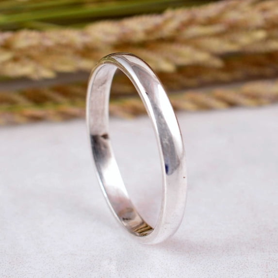 925 Sterling Silver 3mm Wedding Band – Simple Half Round Ring for Daily Wear, Couple Rings, Gift for Her