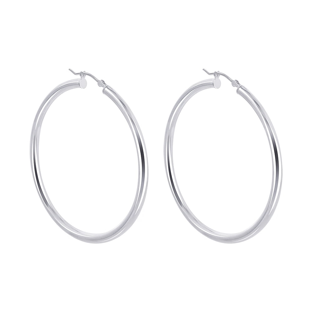 925 Sterling Silver 3mm wide Hoop Earrings (50mm Diameter