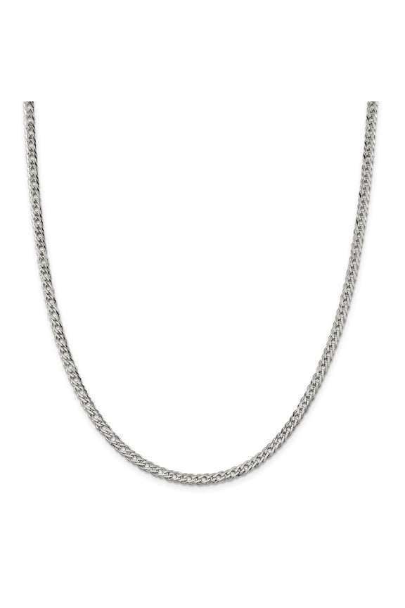 925 Sterling Silver 4.25mm Double 6 Side Diamond-cut Flat Link Chain 20 Inch