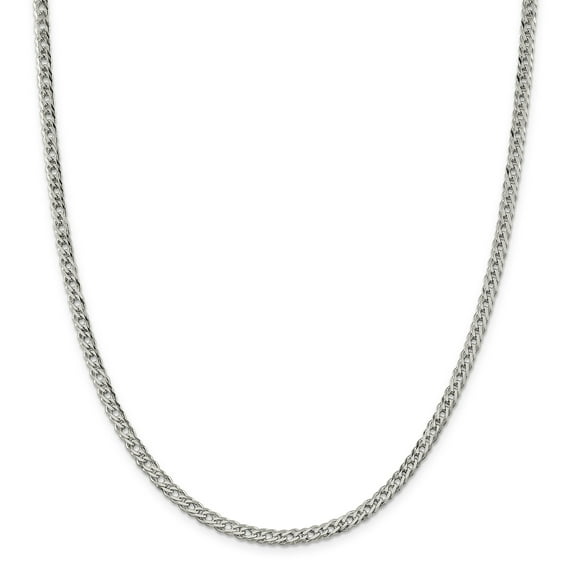 925 Sterling Silver 4.25mm Double 6 Side Diamond-cut Flat Link Chain 24 Inch