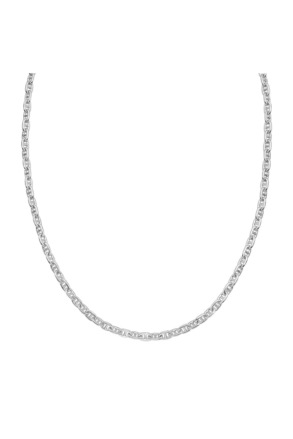 925 Sterling Silver 4.35mm Nautical Ship Mariner Anchor Chain Necklace With Lobster Clasp Item Is Rhodium Plated 20 Inch