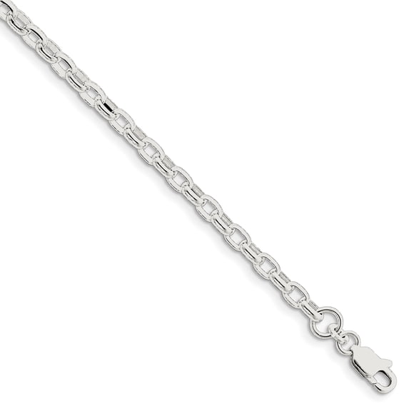 925 Sterling Silver 4.4mm Oval Rolo Chain Bracelet