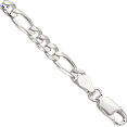 thumbnail image 1 of 925 Sterling Silver 4.5mm Figaro Link Chain Bracelet, 1 of 3