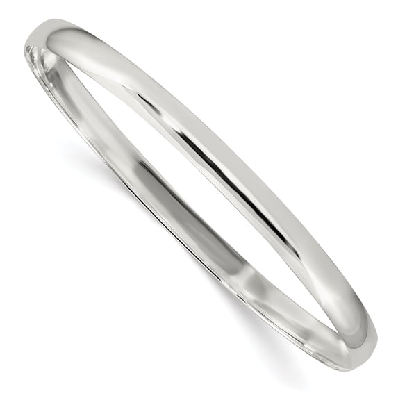 925 Sterling Silver 4.5mm Solid Polished Plain Slip-on Bangle Bracelet