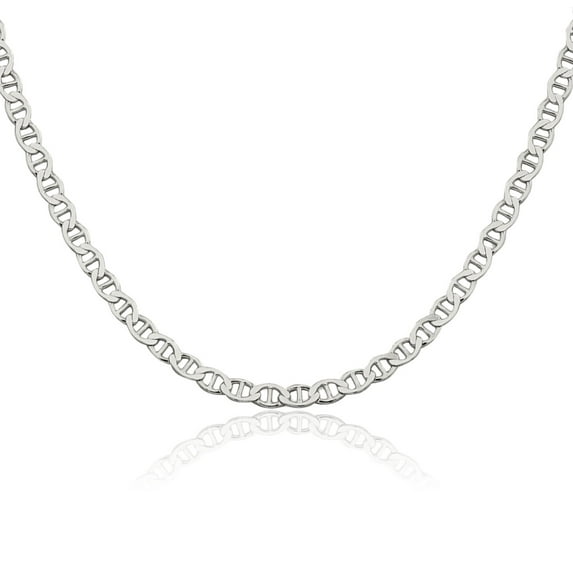 925 Sterling Silver 4.75mm Anchor Mariner Link Chain Necklace