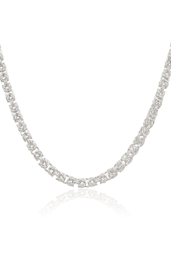 925 Sterling Silver 4.75mm Round Byzantine Link Chain Necklace