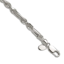 925 Sterling Silver 4.75mm Sparkle-Cut Figarope Chain Necklace 18 Inch Chain Necklace for Women and Men