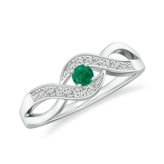 925 Sterling Silver 4-Prong Set Twisted Vine Emerald Wedding Engagement Ring White Gold Women’s Statement Promise Ring Jewelry Ring Size 9