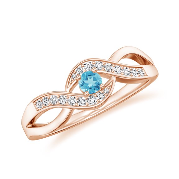 925 Sterling Silver 4-Prong Set Twisted Vine Swiss Blue Topaz Wedding Engagement Ring Rose Gold Women’s Statement Promise Ring Jewelry Ring Size 9