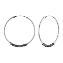925 Sterling Silver 40 mm Bali Hoop Earrings