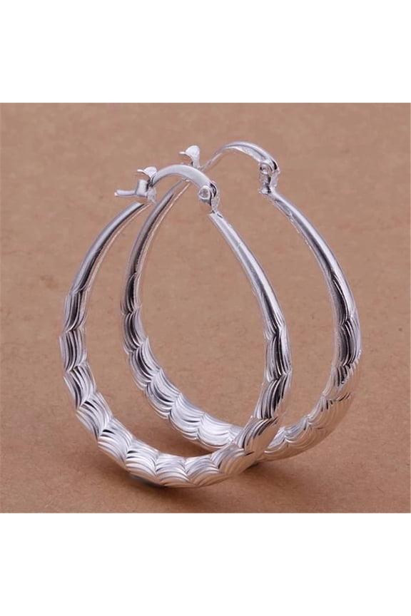 925 Sterling Silver Smooth Circle Big Oval Hoop Earrings For Women Fashion Party Jewelry Wedding Accessory