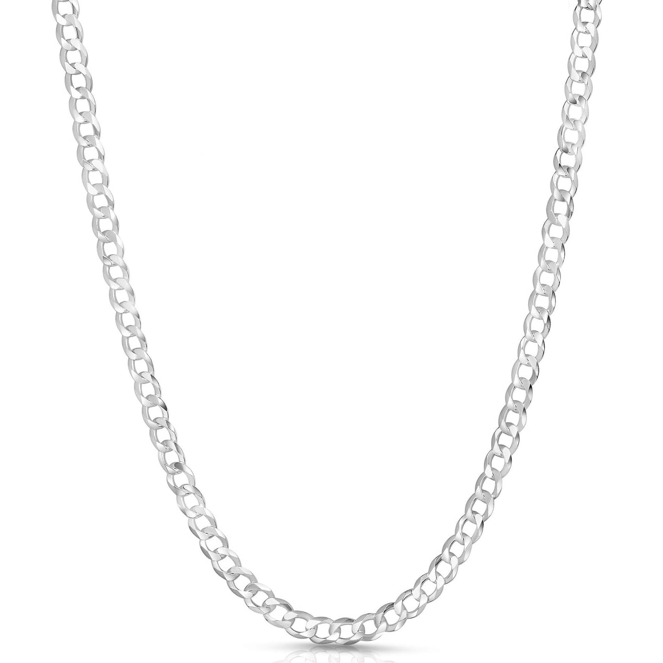 Solid Sterling Silver Figaro Link Diamond-Cut Pave .925 Solid Sterling Silver Figaro Link Diamond-Cut Pave .925