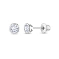 thumbnail image 1 of 925 Sterling Silver 4mm Bezel Set Clear CZ Toddler Earrings with Screw Back Baby, 1 of 8