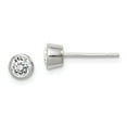 thumbnail image 1 of 925 Sterling Silver 4mm CZ Round Bezel Stud Earrings; for Adults and Teens; for Women and Men, 1 of 1