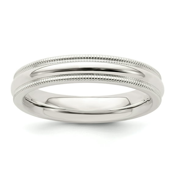 925 Sterling Silver 4mm Comfort Fit Milgrain Band Ring Size 4