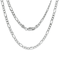 thumbnail image 1 of 925 Sterling Silver 4mm Figaro Chain Necklace, 16” to 24”, with Lobster Clasp, for Women, Girls, Unise, 1 of 4
