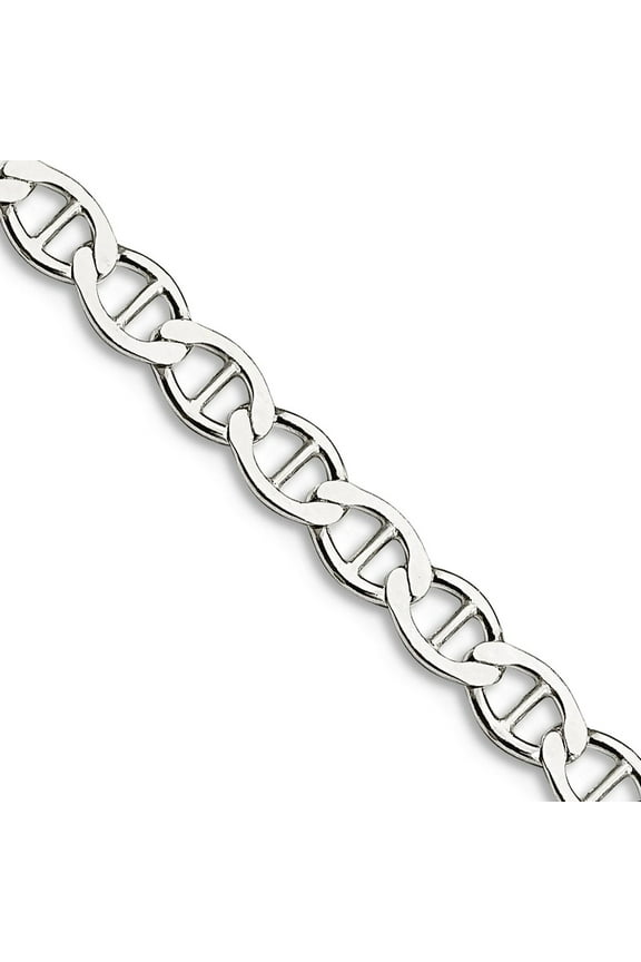 925 Sterling Silver 4mm Flat Nautical Ship Mariner Anchor Chain Necklace 22 Inch Chain Necklace for Women and Men
