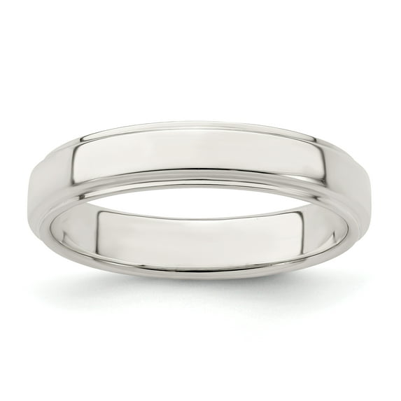 925 Sterling Silver 4mm Flat with Step Edge Band Ring Size 12