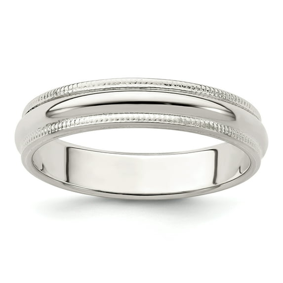 925 Sterling Silver 4mm Half Round Milgrain Band Ring Size 5.5